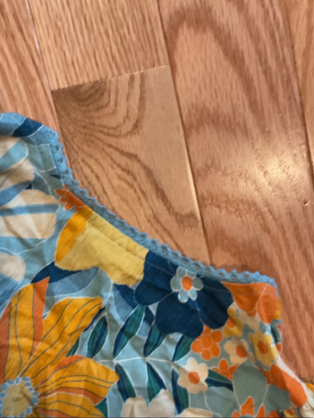 Angie Blue & Yellow Floral V-Neck Smocked Mini Dress Anthropologie Medium boho - Picture 14 of 14